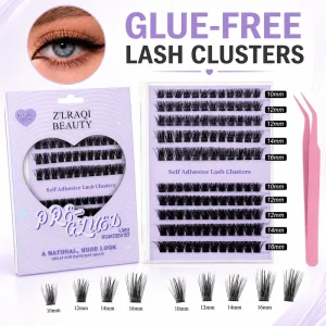 Pre Glued Lash Clusters No Glue Press on Design Clear Adhesive Strip Cluster Lashes Easy Application for Beauty Brands