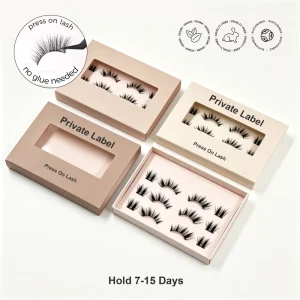 Pre-Glued Lashes Waterproof Fluffy Manga Press on Lash Custom Sizes Curls Private Label Magnetic Packaging