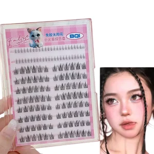 Pre-Glued Press-On Eyelash Extensions Glue-Free Natural Cluster Lashes with Under-Eye Lashes
