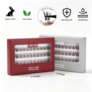 Pre-Glued Segmented Self-Adhesive 3D Reusable Natural Invisible Cat Eye Press-On Cluster Lashes Kit