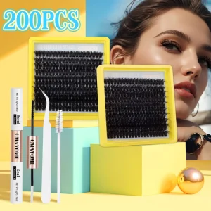 Pre Glued Segmented Self Adhesive Cluster Lashes Reusable 3D Wispy Natural Invisible Cat Eye Press on Eyelash Sets