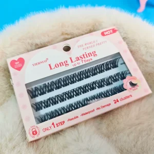 Pre-Glued Segmented Self-Adhesive Strip Wispy 3D Reusable Natural Cat Eye Press-On Cluster Lashes Kit