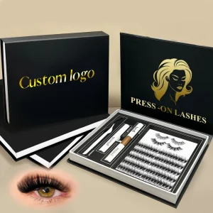 Pre Glued Segmented Self Adhesive Strip Wispy3D Reusable Naturel Invisible Cat Eye Press on Cluster Lashes Kit