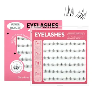Pre Glued Segmented Self Adhesive Strip Wispy3d Reusable Naturel Invisible cat Eye Press on Cluster Lashes Kit