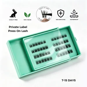Pre-Glued Segmented Self-Adhesive Wispy 3D Reusable Natural Invisible Cat-Eye Press-On Cluster Lashes