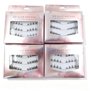Pre Glued Self Adhesive Eyelash Extensions Glueless DIY Individual Cluster Lashes Natural Wispy Custom LOGO
