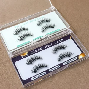 Pre Glued Self Adhesive Plant Fiber Half Lashes Reusable Cruelty Free Waterproof Invisible Clear Band Handmade Super Manga