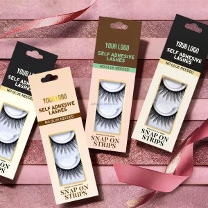 Pre Glued Self adhesive Strip Lashes Cat Eye Reusable 3D Natural Custom Box Wispy Fox Eye Lashes