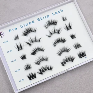 Pre Glued Strip Lash PBT Material Invisible Clear Band 3D Effect Waterproof Reusable Handmade Cruelty Free Self Adhesive