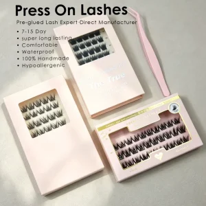 Pre Glued Strip Lash Waterproof Self Adhesive Lashes Curved Band Fluffy Wispy Customized Size 100% Handmade CE for UK Europe