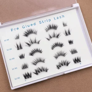 Pre-Glued Strip Lashes Handmade 3D Effect Plant Fiber Glow Dark Cruelty-Free Natural for Transparent Plastic Band