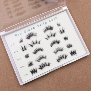 Pre Glued Strip Lashes Invisible Clear Band Cruelty Free No More Glue Needed 100% Handmade Plant Fiber 3D Eyelashes