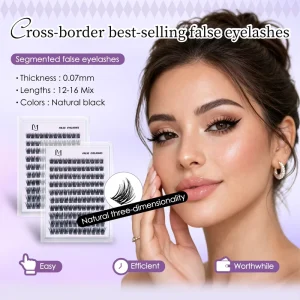 Pre Glued Synthetic Hair Cluster Lashes Soft Wispy Volume Extension Reusable Invisible Band Natural Look Quick Apply Kit 10 Rows
