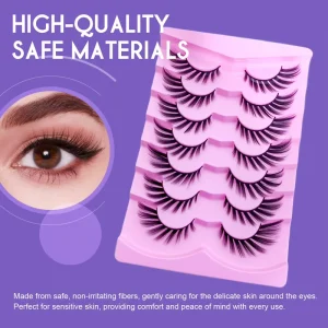 Pre Glued Winged Manga Strip Lashes Multi Pairs Pack Black Cotton Band Fluffy Curly Volume Self Adhesive False Eyelash