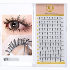Pre-Made 0.07mm Soft Comic Anime Synthetic Eyelash Extensions Natural Black Segmented Lashes
