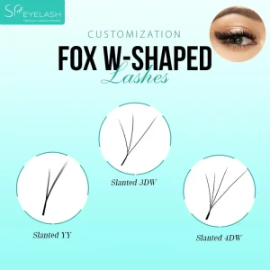 Pre Made Fan Narrow Y YY 3D Clover Eyelash Extension OEM C D CC Curl Fox Slant Flying YY Lash Extension