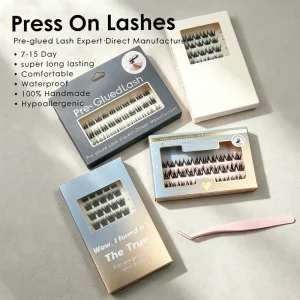 Pre glued Cluster Lashes Waterproof 100% Handmade 7 15 Day Long Lasting CE CPSR ISO Custom Size Curl Magnetic Box Europe Market