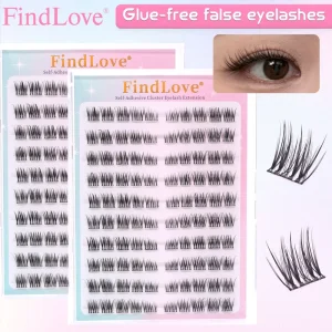 Pre glued Segmented Cluster Lashes 10 16mm Mixed Length Self adhesive Press on Private Label No Glued Needed Laash