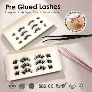 Pre-glued Strip Lashes Waterproof Wispy Fluffy Lash CE Certified Custom Sizes Curls Magnetic Box European Market UK France