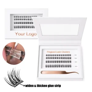 Preglued Synthetic Hair Cluster Lashes Self-Adhesive Glue-Free Private Label Eyelashes