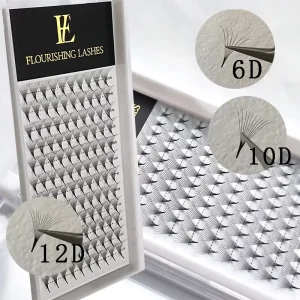 Premade 6D 10D 12D 0.05 0.07 8D Volume Fans Eyelash Extensions with Pointy Thin Base Lash Trays 15mm Promade Lash Fans