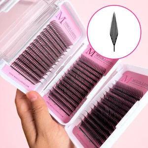 Premade Anime Manga Spikes Lash Extensions with 3D Effect Vegan Synthetic Hair Soft Lightweight Natural Black Lash Trays