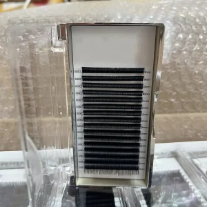 Premade Fanned Cashmere Silk Korean PBT Fiber Individual Lash Extension Matte Black Private Label Velvet Volume Lashes