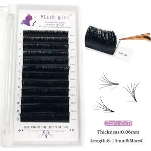Premade Individual Eyelash Extensions Professional 0.06 C D Blooming Lashes Private Label