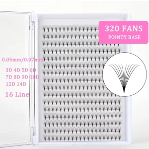 Premade Volume Fans Lash Short Stem Pointy Base 0.05 10D D Curl Premade Fans Lash Extension