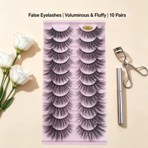 Premium 3D Faux Mink False Eyelashes Dramatic Long Thick Reusable Handmade Lashes for Bridal Party and Evening Makeup