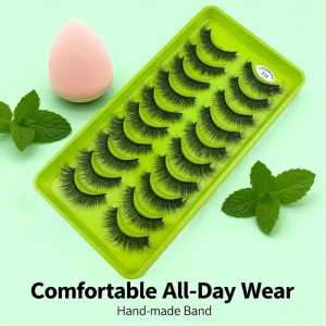 Premium 3D Faux Mink False Eyelashes Short Wispy Volume Reusable Handmade Full Strip Lashes for Evening Party and Daily Wear