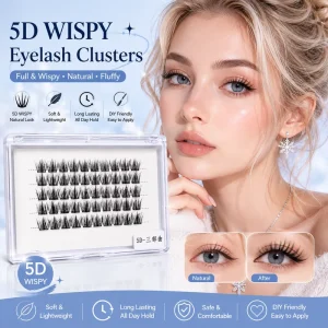 Premium 5D Wispy Lash Clusters Natural Fluffy DIY Eyelash Extensions Lightweight Thin Band False Lashes for Custom Brand