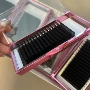 Premium Custom 0.03 0.05 D CC Cashmere Dark Matte Black Volume B Curl Lash Trays Fluffy Faux Mink Lash Trays