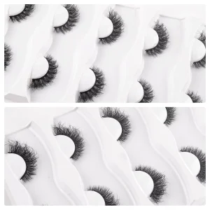 Premium Faux Mink Material Fluffy Volume Strip Lashes Natural Looking False Eyelashes with Storage Tray