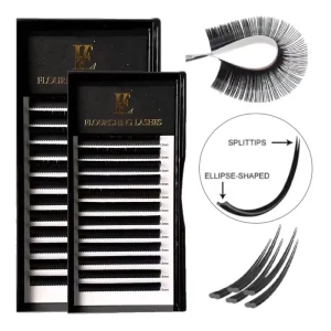 Premium Flat Lash Extensions 0.15 0.20mm C Cc D Dd Curl Individual Flat Ellipse Lashes