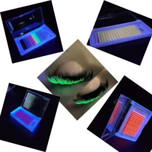 Premium Glow in the Dark Glitter & Shimmery Eyelashes Extension Natural Soft Individual Mink Lashes Wispy Vegan Lashes