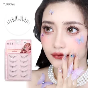 Premium Handmade Individual Bottom Strip Lashes Full Strip Eyelashes with Thin Clear Band Under Eye Lower Lashes