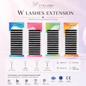 Premium Korean PBT W Lash Extensions 3DW 4DW 5DW 6DW 0.05 0.07 0.10 Matte Black Soft Clover Volume Fans