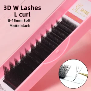 Premium L M LC LD LU 3D W Lashes 7-15mm Matte Black Natural Long Soft 3D 5D W-shaped Clover Eyelash Extensions