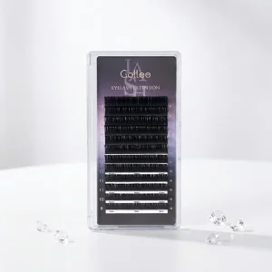 Premium PBT Fiber Flat Lash Extensions Unique Ellipse Base Soft Long 8 16mm Natural Sparkle Matte Vegan Cruelty Free