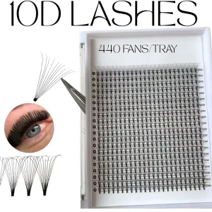 Premium Quality Heat Bonded Korean PBT 10D Premade Volume Lash Fans XXL Mixed Tray 480 FANS CC Curl