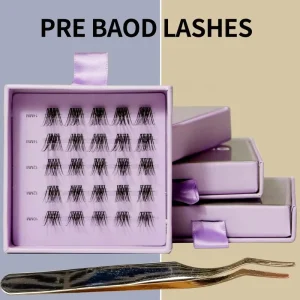 Press Cluster Lashes Self Adhesive Pre Glued Cruelty Free Synthetic Hair Private Label Reusable Eyelash No Glue Needed 3D Effect