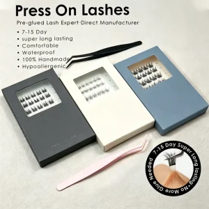 Press Lashes UK Market 7-15 Day Super Long Lasting Cluster Lashes Reusable Cruelty-Free Plant Fiber Flexible 100% Handmade Wispy