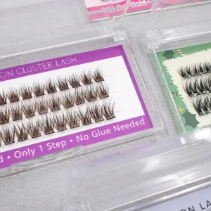 Press On Cluster Lashes Natural 7 15 Day Hold Self Adhesive Waterproof Reusable 100% Handmade Custom ODM OEM Cruelty Free