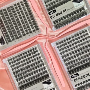 Press On Diy Lash Extension No Glue Pre Bond Technology Segment Lash Kit Black Glue Self Adhesive Cluster Lashes