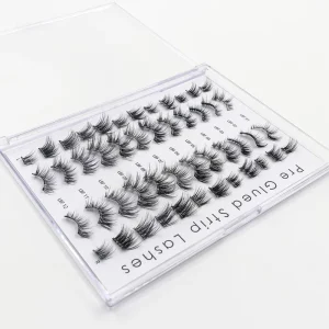 Press On Full Strip Eyelashes No Glue Self Adhesive Half Lashes Wispy Star Lashes Pre Glued Strip Lashes