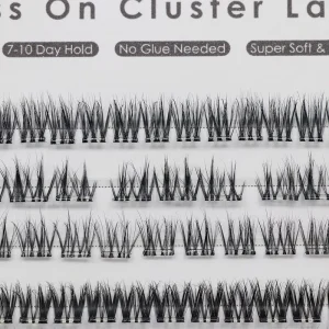 Press On Lash Clusters Kit Custom Logo Vegan Plant Fiber 3D Effect Self Adhesive Reusable Cruelty Free Invisible Clear Band