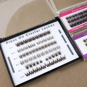 Press On Lashes Plant Fiber Invisible Clear Band 7 15 Day Hold Self Adhesive Waterproof 100% Handmade Cruelty Free Eyelash