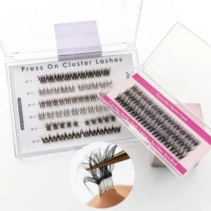 Press On No Glue PBT Cluster Lashes Handmade High Quality 7 15 Day Lasting Transparent Plastic Band Shandong Origin