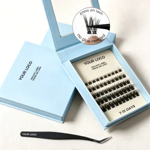 Press On Pre Glued Fluffy Half Lashes Wispy Self Adhesive Lashes Strong Hold Glue Free Custom Logo Half Strip Lashes